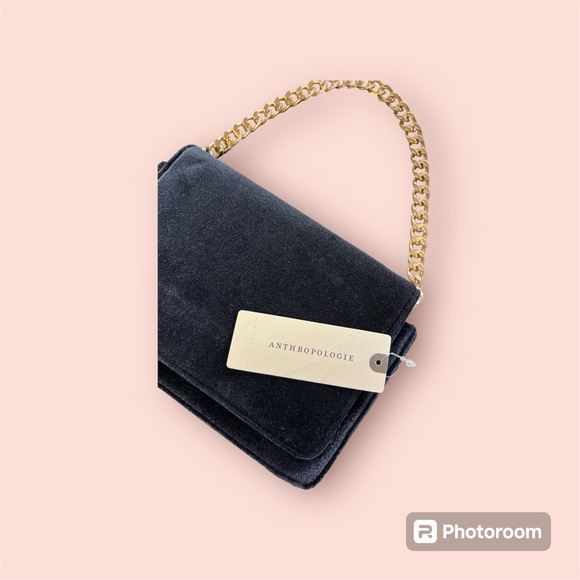 NWT Anthropologie Navy Velvet Mini Purse/Clutch **FLAW** - Picture 4 of 8